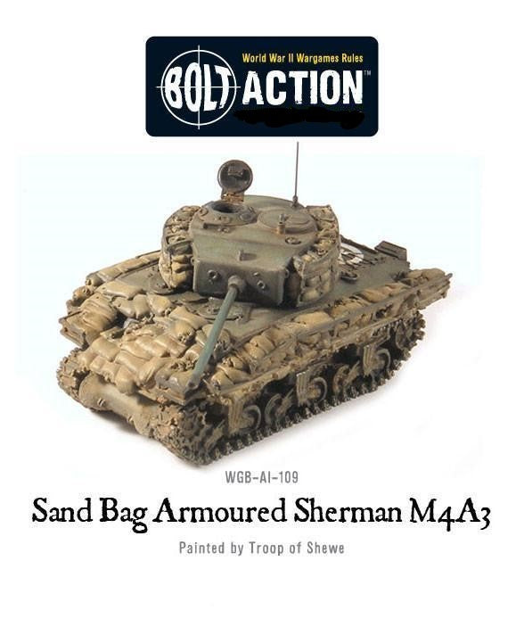 Warlord Games Bolt Action Sherman M4A3 Tank w/ Sandbag Armor
