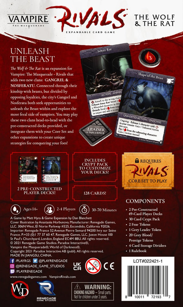 Vampire the Masquerade Rivals: The Wolf and The Rat Expansion