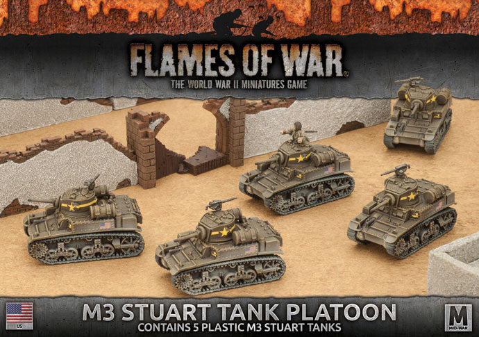 Battlefront Miniatures Flames of War US M3 Stuart Tank Platoon FOW UBX56
