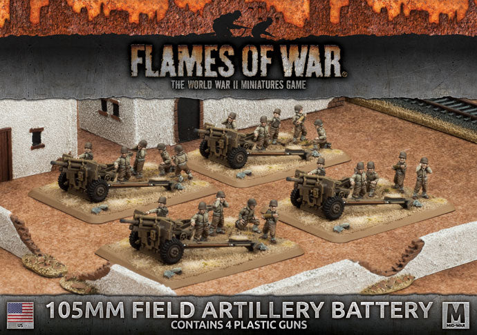 Battlefront Miniatures Flames of War US 105mm Field Artillery Battery FOW UBX60