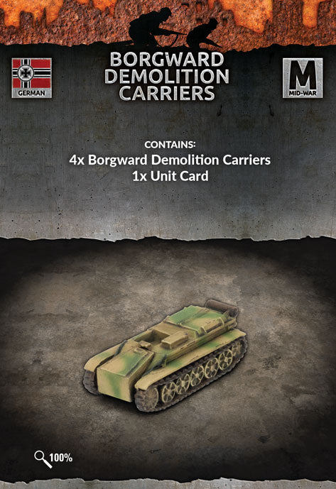 Battlefront Miniatures Flames of War German Borgward Demolition Carriers GE611
