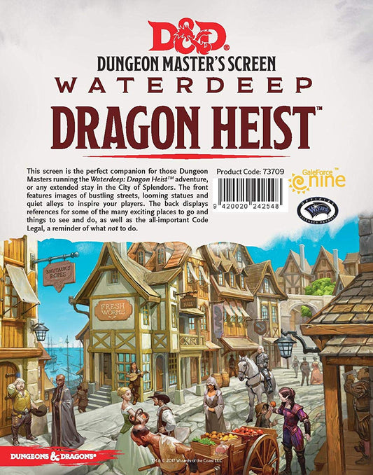 Gale Force Nine D&D Waterdeep Dragon Heist Dungeon Master DM Screen GF9 73709